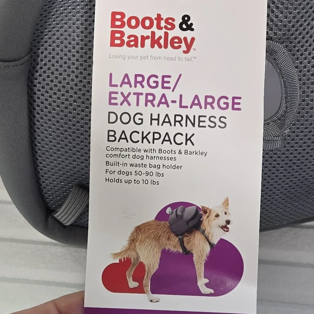 Boots & Barkley Dog Harness Backpack Large Extra Large Gray Waste Bag Holder NWT